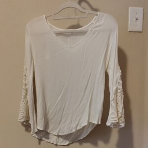 Lush Cream Lace Sleeve Blouse